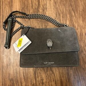 Kurt Geiger Charcoal Suede Crossbody “The Shoreditch” Bag